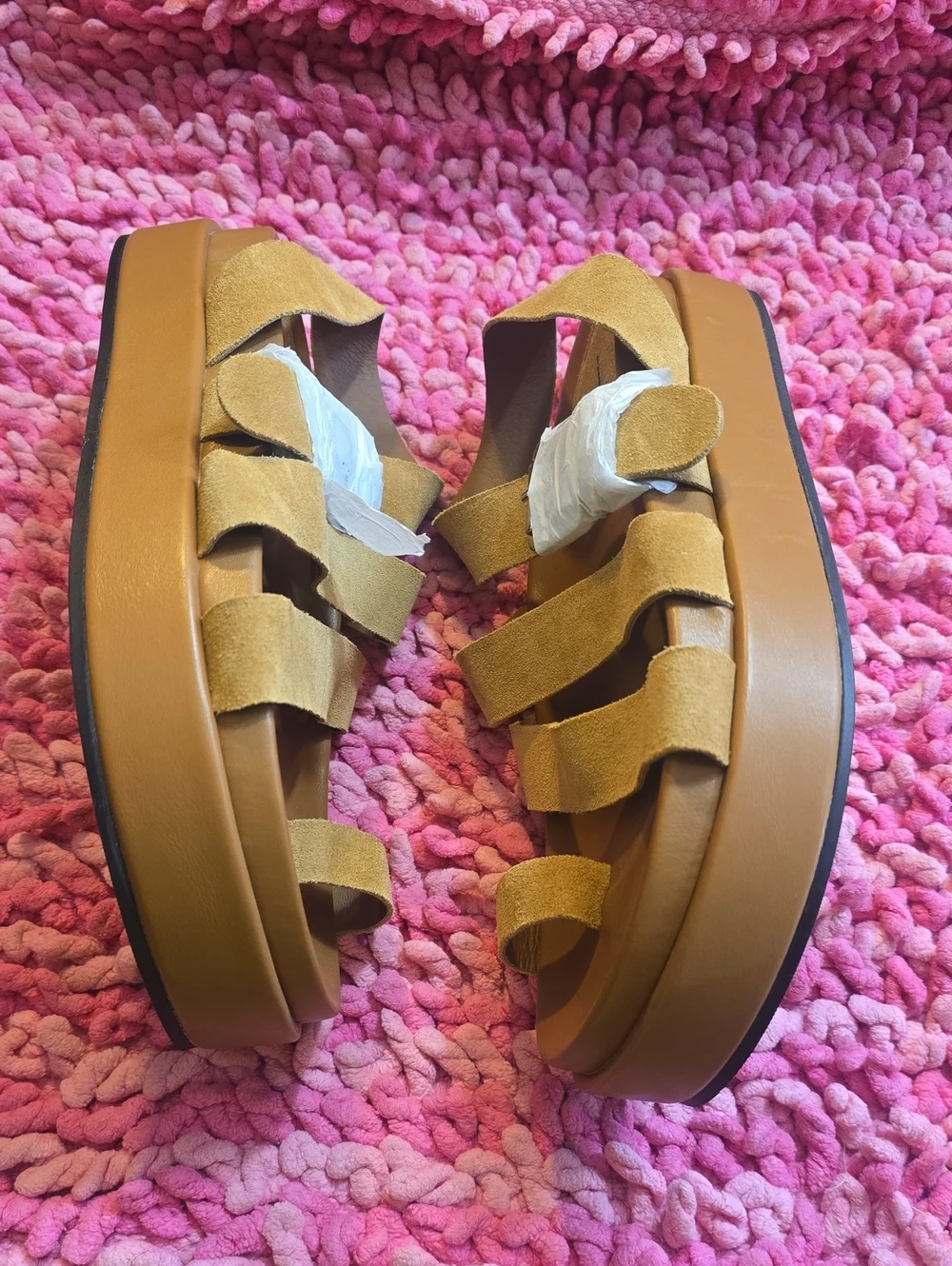 Jeffrey Campbell Suede Tan Strappy Platform Sandals